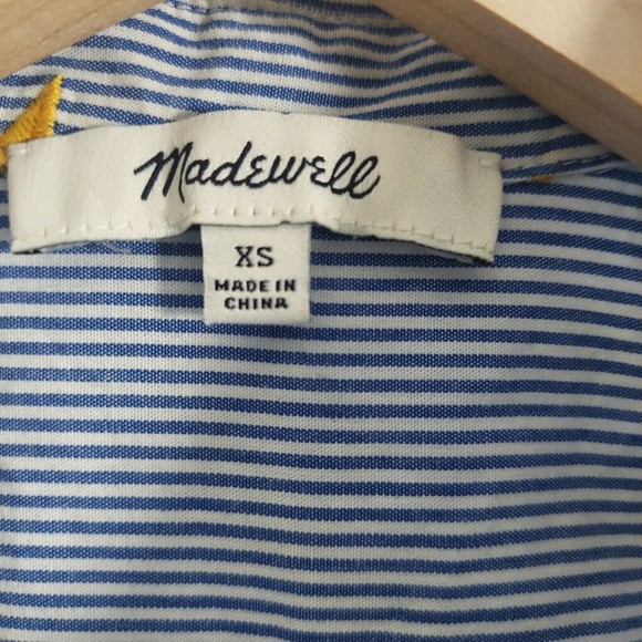 Madewell Star Embroidered Button up Striped Shirt Women's XS - Picture 5 of 8